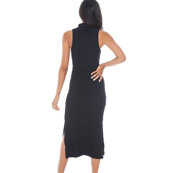 David Lerner Turtleneck Black Ribbed Sleeveless Dress Women's Large - Picture 4 of 11
